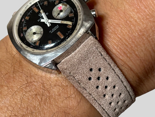 Vintage style Racing Strap - Brown Suede