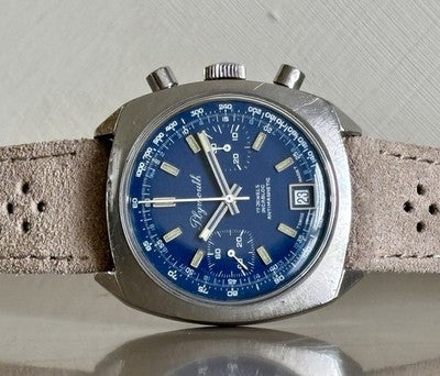 Plymouth-Chronograph Valjoux 7734 | blaues Zifferblatt | 38mm Stahl