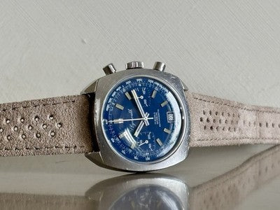 Plymouth-Chronograph Valjoux 7734 | blaues Zifferblatt | 38mm Stahl