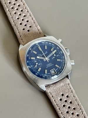 Plymouth-Chronograph Valjoux 7734 | blaues Zifferblatt | 38mm Stahl