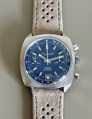 Plymouth-Chronograph Valjoux 7734 | blaues Zifferblatt | 38mm Stahl