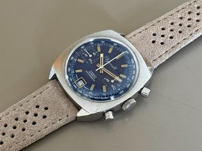 Plymouth-Chronograph Valjoux 7734 | blaues Zifferblatt | 38mm Stahl