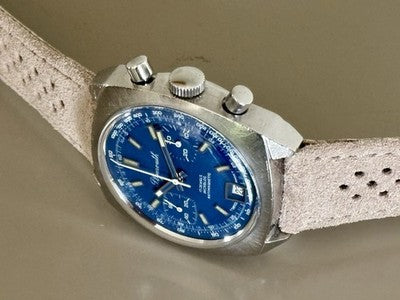 Plymouth-Chronograph Valjoux 7734 | blaues Zifferblatt | 38mm Stahl
